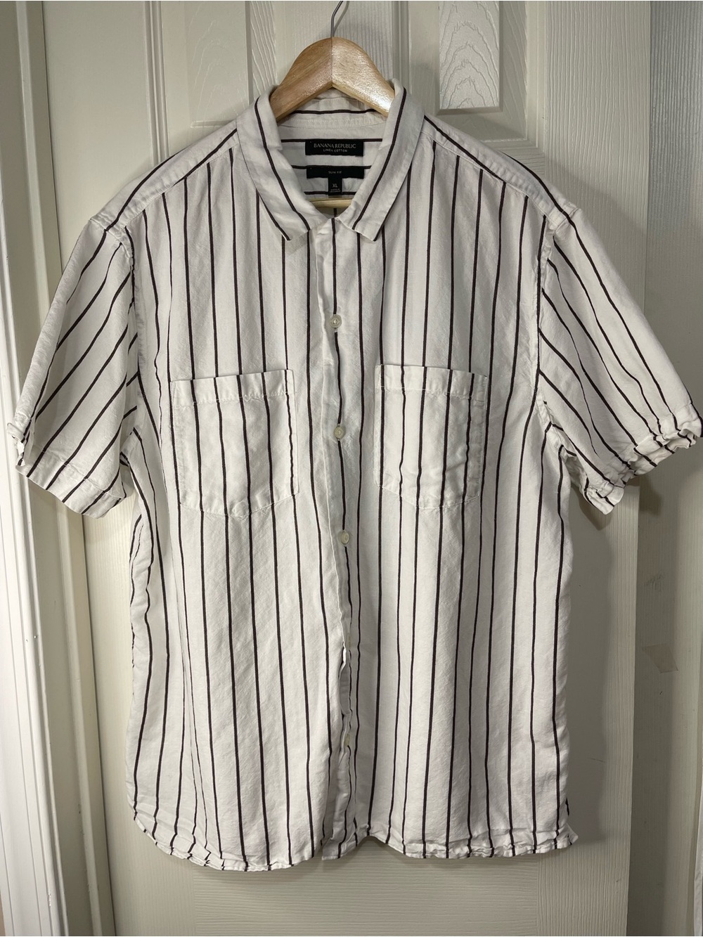 Banana Republic Slim Fit Men’s Linen Blend Casual Breathable Camp Shirt size XL